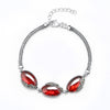 New Arrival 18-21cm 925 Sterling Silver Charm Bracelets Vintage Chalcedony/Garnet Bracelet for Women Female Fine Jewelry