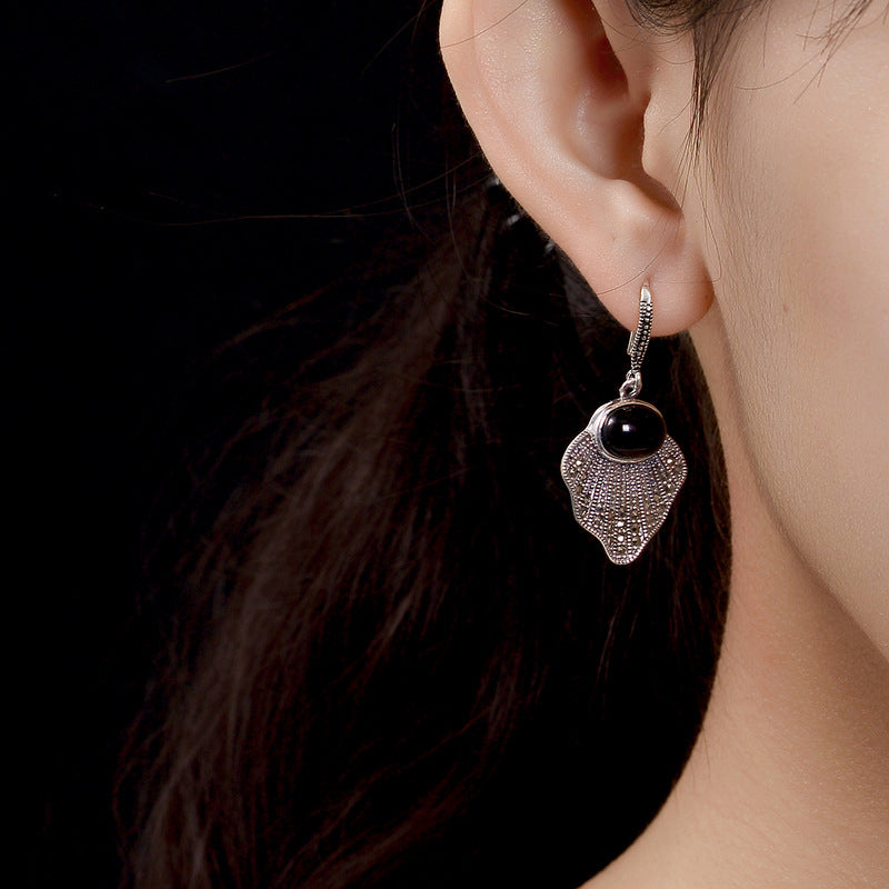 New Arrival 3 Color 100% 925 Real Silver Gemstone Earrings For Women Bijoux Ethnic New Fashion Jewelry Wholesale Gift