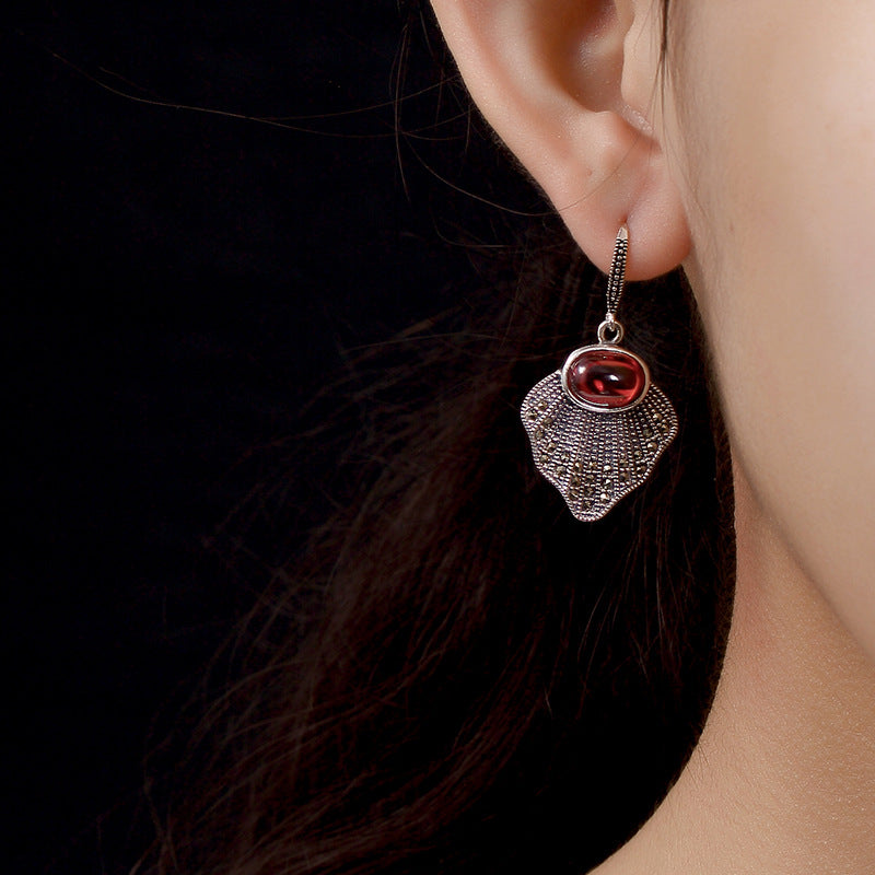 New Arrival 3 Color 100% 925 Real Silver Gemstone Earrings For Women Bijoux Ethnic New Fashion Jewelry Wholesale Gift
