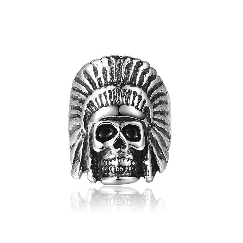 New Arrival 316L Titanium Steel Skull Ghost Head Finger Ring Punk Rock Men's Stainless Steel Jewelry Halloween Gift drop ship