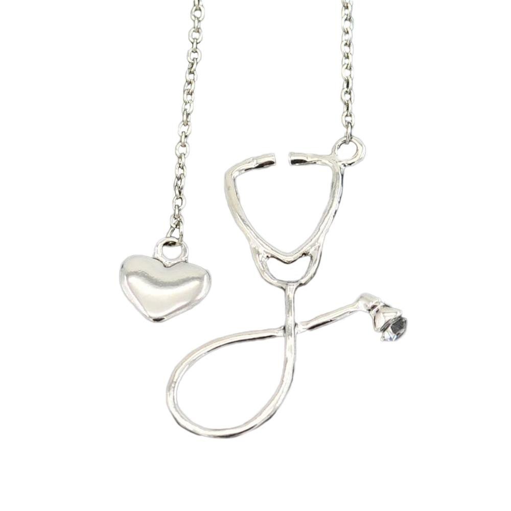 New Arrival 4 colors rose gold silver black nurse stethoscope heart necklace jewelry nursing medicine graduation gift #278534