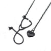 New Arrival 4 colors rose gold silver black nurse stethoscope heart necklace jewelry nursing medicine graduation gift #278534