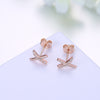 New Arrival Authentic 925 Sterling Silver Exquisite X Shape Stud Earrings Cubic Zirconia Stone 3 colors Fine Jewelry Bijoux