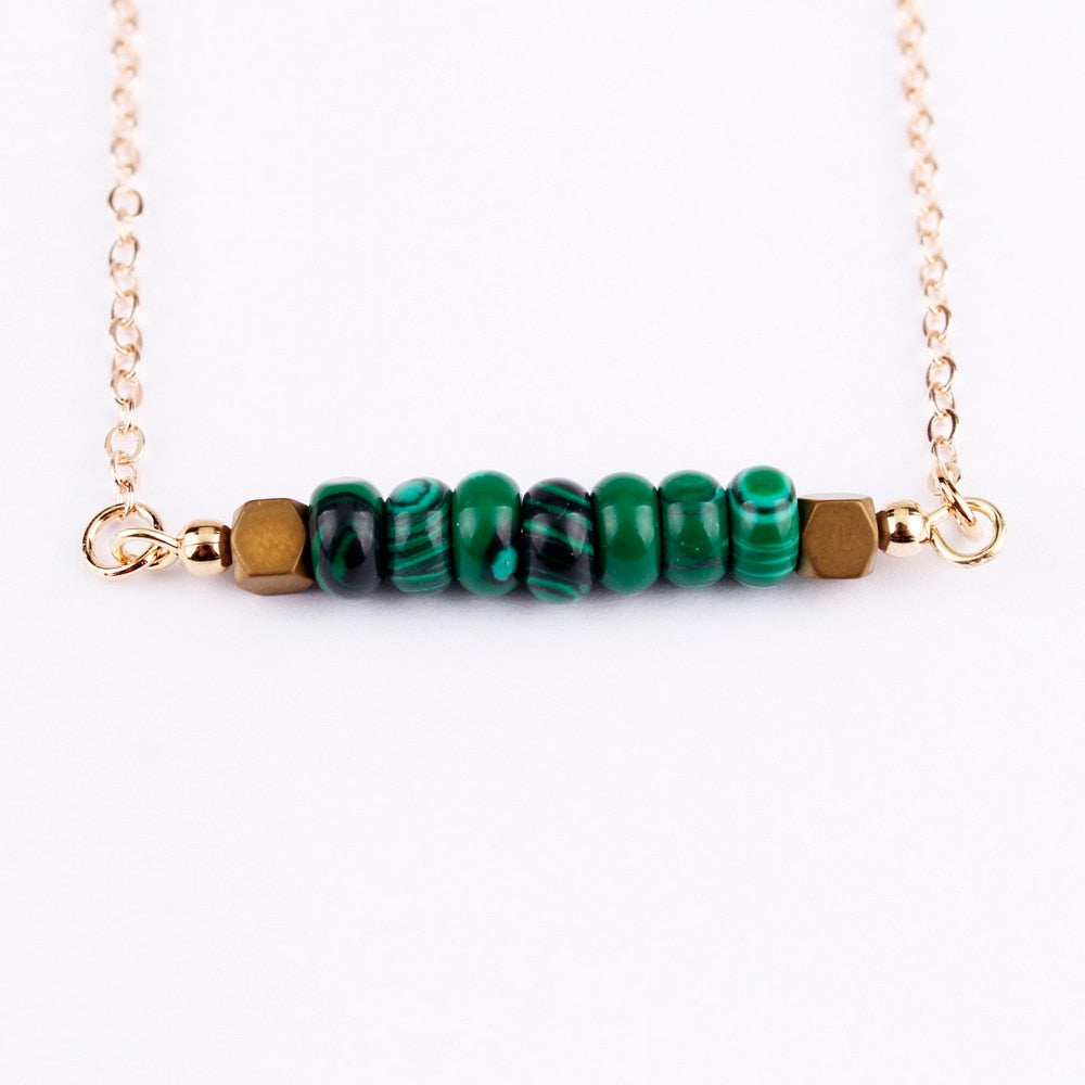 Bohemia Minimalist Round Stone Pendant Bar Chokers Necklaces for Women Summer Jewelry 6 Colors