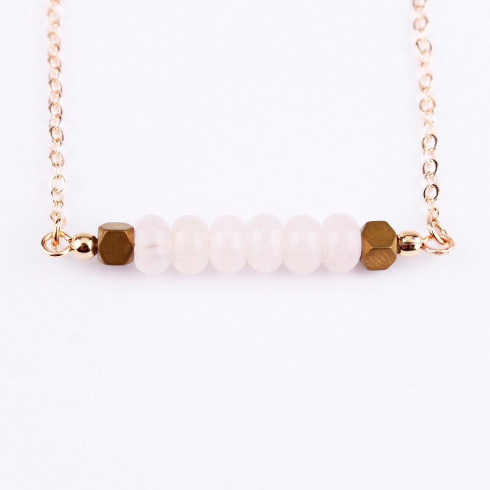 Bohemia Minimalist Round Stone Pendant Bar Chokers Necklaces for Women Summer Jewelry 6 Colors