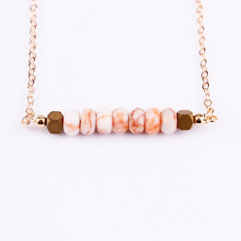 Bohemia Minimalist Round Stone Pendant Bar Chokers Necklaces for Women Summer Jewelry 6 Colors