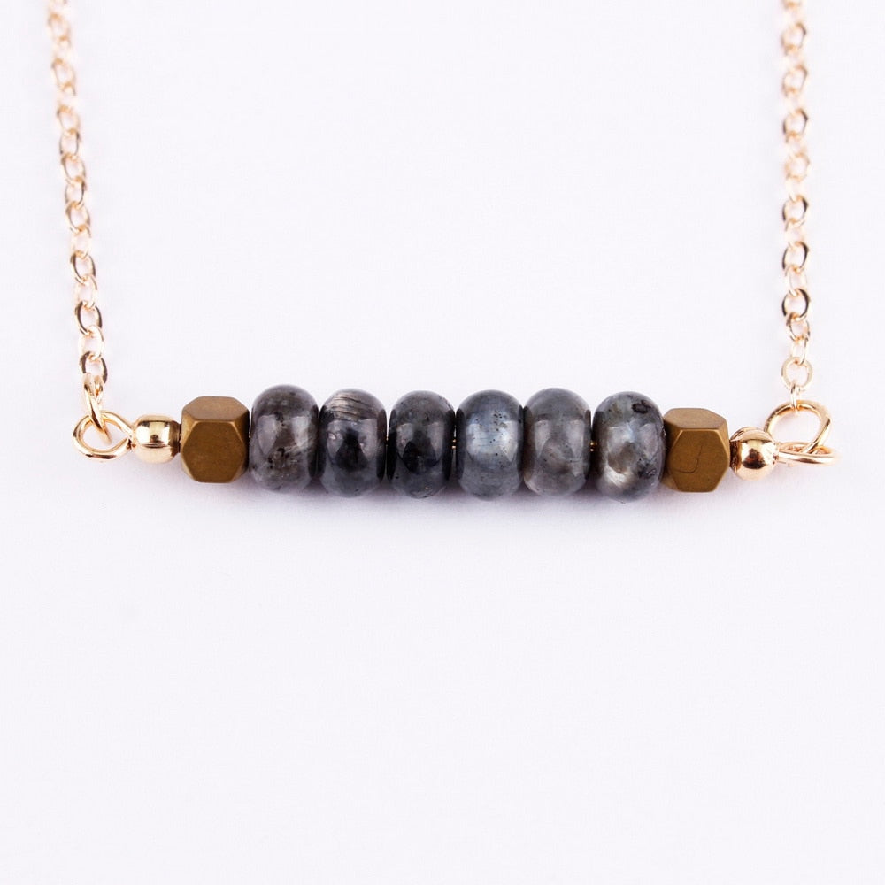 Bohemia Minimalist Round Stone Pendant Bar Chokers Necklaces for Women Summer Jewelry 6 Colors