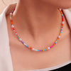 Boho Plastic Geometric Necklaces Womens Bohemia Neck Chain Contrast Color Measle Strand Necklaces Jewelry for Girls