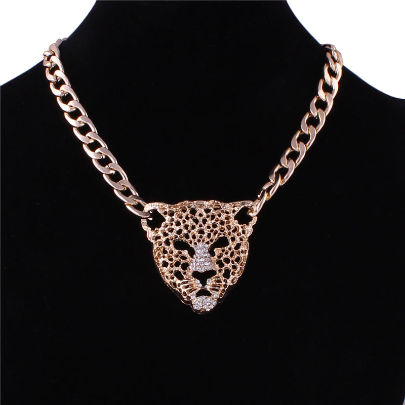 New Arrival Classic Animals Necklaces Pendants Hollow Gold Color Long Chain leopard Necklaces For Women Fancy Fine Jewelry
