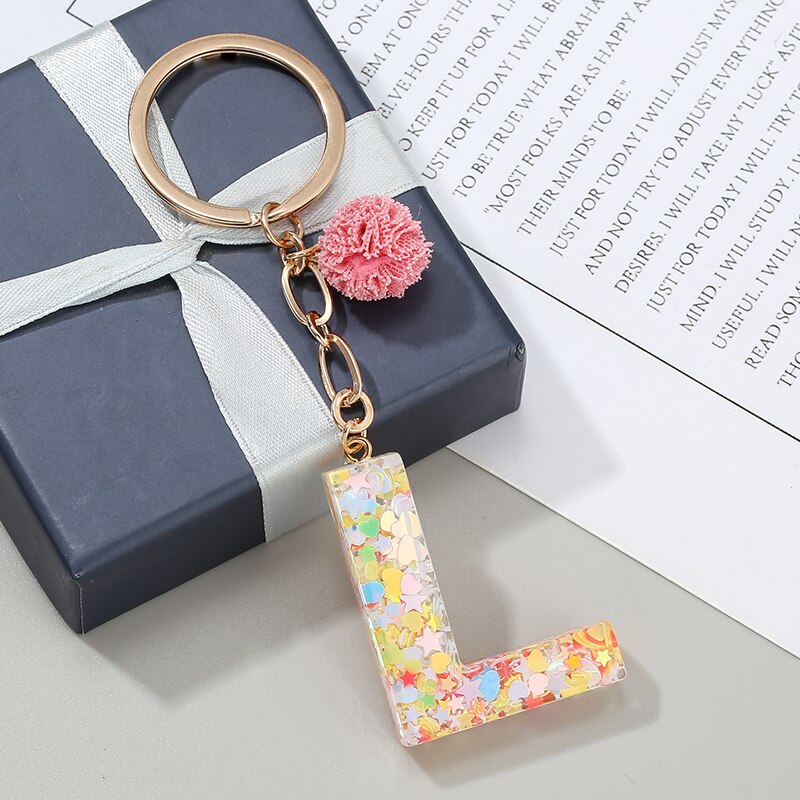 Colorful English Alphabet Charms Keychains For Women Bag Pendant Jewelry Trinket Men's Car Key Ring Key Chain Gift