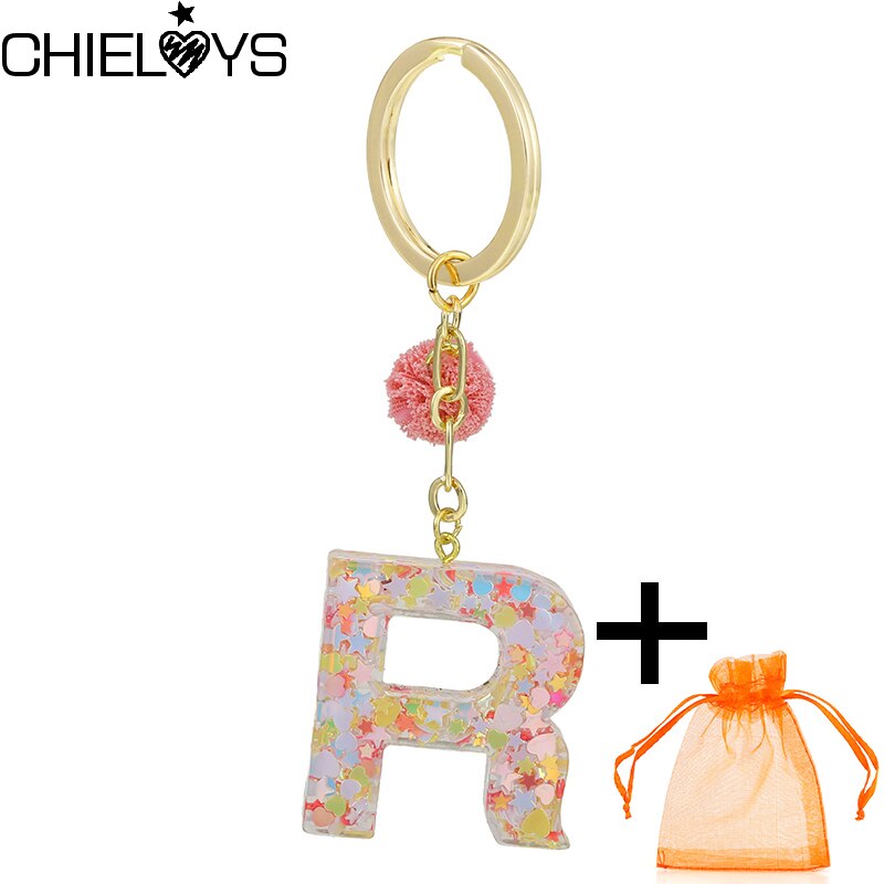Colorful English Alphabet Charms Keychains For Women Bag Pendant Jewelry Trinket Men's Car Key Ring Key Chain Gift