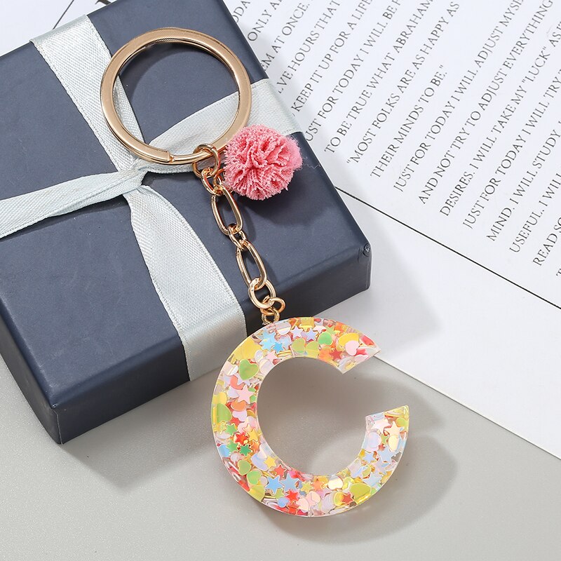 Colorful English Alphabet Charms Keychains For Women Bag Pendant Jewelry Trinket Men's Car Key Ring Key Chain Gift