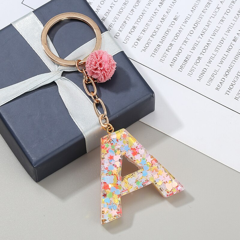 Colorful English Alphabet Charms Keychains For Women Bag Pendant Jewelry Trinket Men's Car Key Ring Key Chain Gift