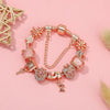 Crown Key Lock Pendant Bracelet With Rose Gold Beads Charm Bracelets For Women Girlfriend Jewelry Gift