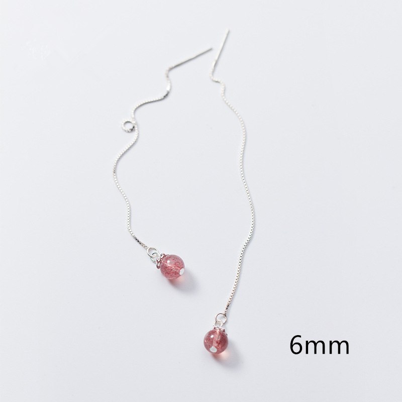 New Arrival Cute Romendic 6-8MM Strawberry Quartz Beads Drop Earrings 925 Sterling Sliver Manual Women Earrings Jewelry