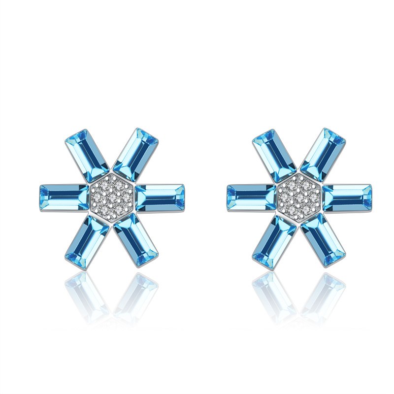 New Arrival Fashion Shiny Austria AAA Crystal 925 Sterling Silver Ladies Stud Earrings Women Jewelry Gift Wholesale Hot Sell