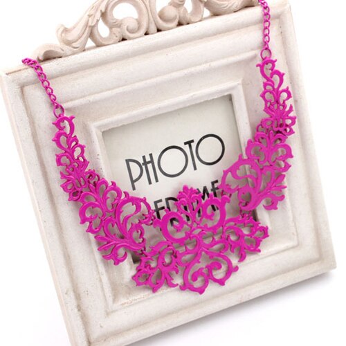 Women Hollow Bib Choker Statement Vintage Paper cut necklaces pendants 5BFR