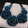 New Arrival High Quality Fashion Necklaces Big Blue Resin Flower Necklaces & Pendants Chunky Statement Necklace for Women X1629
