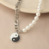 Hip Hop Jewelry  Necklace for Women Black and White Pearl  Ethnic Yin and Yang  Pendant Necklace Jewelry for Girls