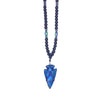 Rainbow Oval Beads Black Men Jewelry Necklace with Blue Arrow Hematite Stone Pendant Necklace for Men Women