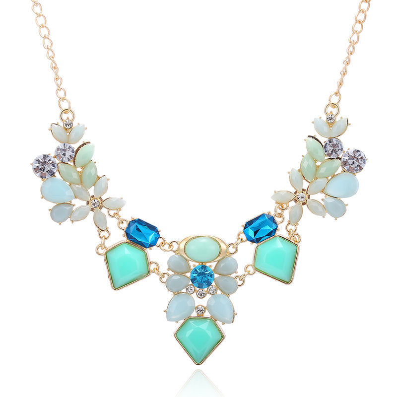 New Arrival Resin Fashion Colorful Cute Charm Gem Flower Choker Necklaces & Pendants Fashion Jewelry Woman Gift Summer style 749