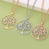Tree Of Life Necklace Gold Color Long 3-layer Composite Chain Big Crystal Round Pendant Necklaces For Woman Jewelry