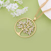 Tree Of Life Necklace Gold Color Long 3-layer Composite Chain Big Crystal Round Pendant Necklaces For Woman Jewelry