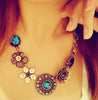 New Arrival Vintage Necklace For Women Fashion Necklaces & Pendants Link Chain Round Flower Collier Femme Imtation Gem For Party