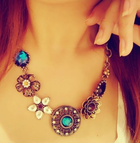 New Arrival Vintage Necklace For Women Fashion Necklaces & Pendants Link Chain Round Flower Collier Femme Imtation Gem For Party