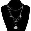 Women's Gothic Cross Pendant Choker Chains Necklace, Hip Hop Gypsy Club Accessories Jewelry