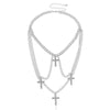 Women's Gothic Cross Pendant Choker Chains Necklace, Hip Hop Gypsy Club Accessories Jewelry