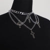 Women's Gothic Cross Pendant Choker Chains Necklace, Hip Hop Gypsy Club Accessories Jewelry