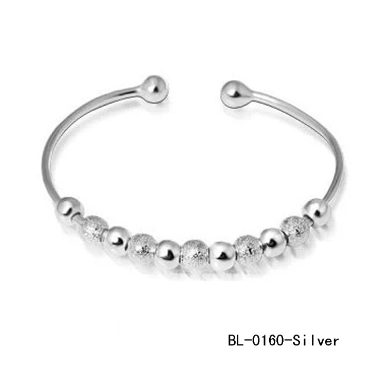 New Arrival Womens Girls Silver Color Beads Bangle Fashion Scrub Beads Cuff Bracelet Fine Jewelry