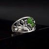 New Arrival silver S925 Pure Silver Antique inlaid natural Hetian jade jade lotus butterfly lady open ring finger ring