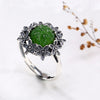 New Arrival silver S925 pure silver antique mosaic and jade jade Mei Flower lady high-end open ring ring