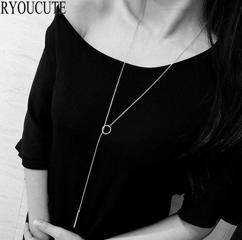 New Arrivals 925 Sterling Silver Long Circle Necklaces Pendants for Women Wedding Jewelry Fashion sterling-silver-jewelry