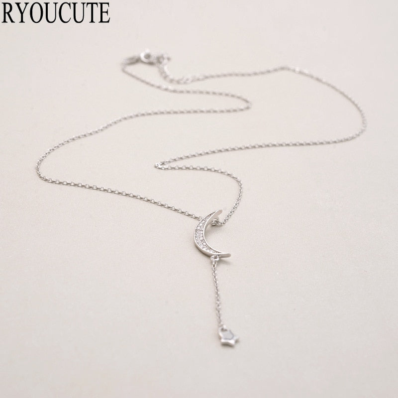 New Arrivals 925 Sterling Silver Long Moon Necklaces Pendants for Women Wedding Jewelry sterling-silver-jewelry