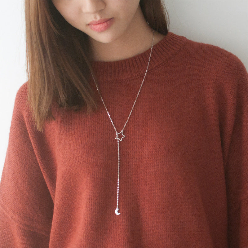 New Arrivals 925 Sterling Silver Long Star Necklaces Pendants for Women Wedding Jewelry sterling-silver-jewelry