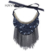 s Fabric Crystal Statement Necklace Pendant Women Girls Chokers Necklace Collar Tassels Necklace Bijoux 1636