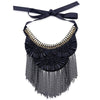 s Fabric Crystal Statement Necklace Pendant Women Girls Chokers Necklace Collar Tassels Necklace Bijoux 1636