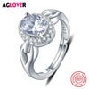 New Arrivals Fashion Luxury Women Engagement Jewelry 925 Sterling Silver 5A Crystal Zircon Female Wedding Finger Flower Rings