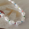 s Irregular White Pearl with Colorful Bead Strand Necklace For Women Girl Elegant Gorgeous Statement Lovely Jewelry