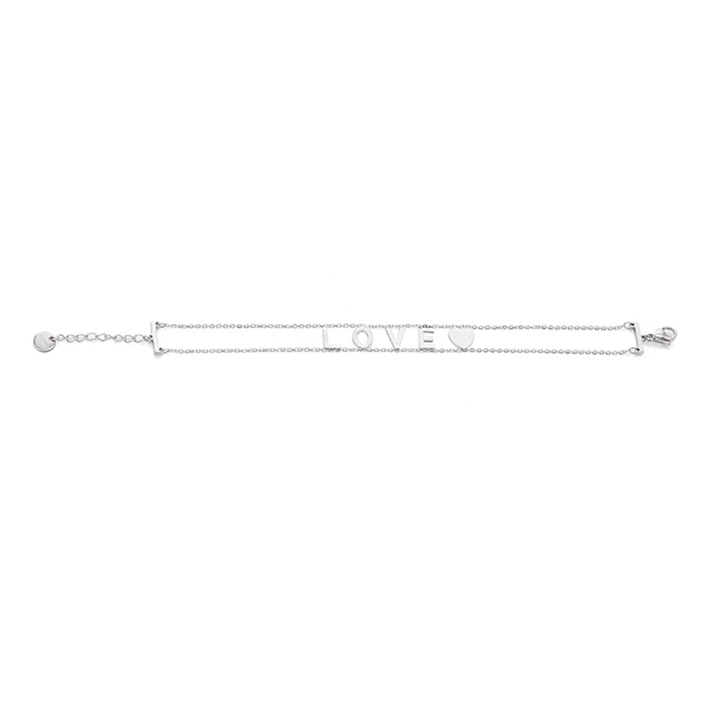 s LOVE Letter Stainless Steel Bracelets For Woman Rose Gold Color Love Heart Bracelet Simple Jewelry Statement Gifts