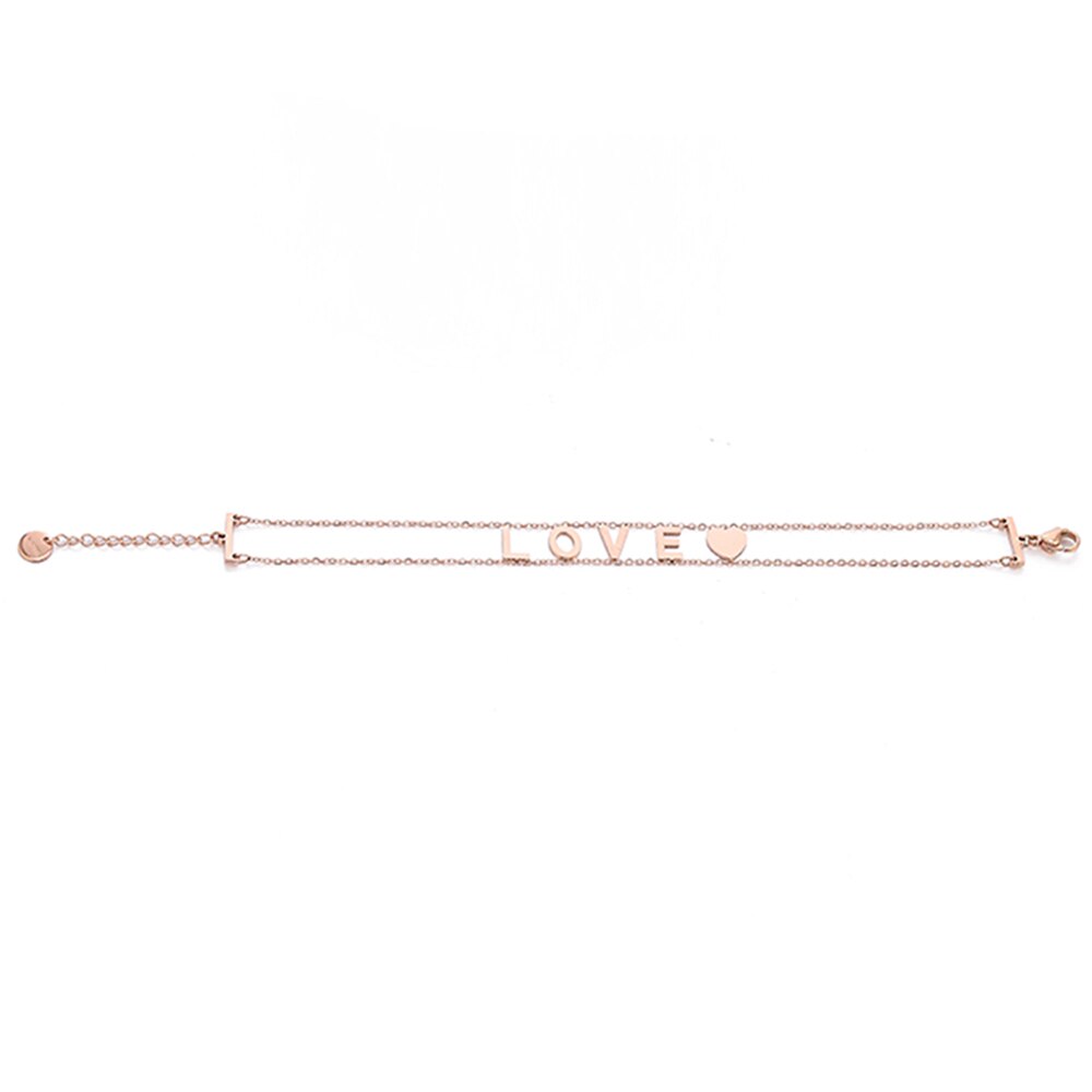 s LOVE Letter Stainless Steel Bracelets For Woman Rose Gold Color Love Heart Bracelet Simple Jewelry Statement Gifts