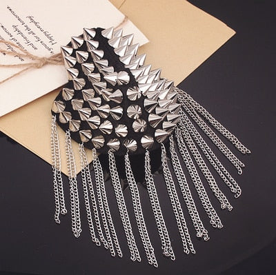 New Arrivals Tassels Chains Epaulet Gold Color Punk Style Shoulder Strap Women And Men Alloy Rivet Epaulette Jewelry Accessories