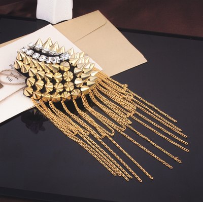 New Arrivals Tassels Chains Epaulet Gold Color Punk Style Shoulder Strap Women And Men Alloy Rivet Epaulette Jewelry Accessories