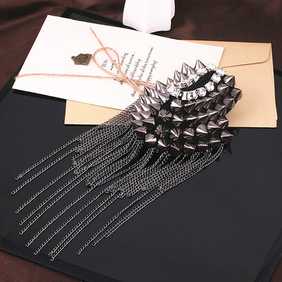 New Arrivals Tassels Chains Epaulet Gold Color Punk Style Shoulder Strap Women And Men Alloy Rivet Epaulette Jewelry Accessories