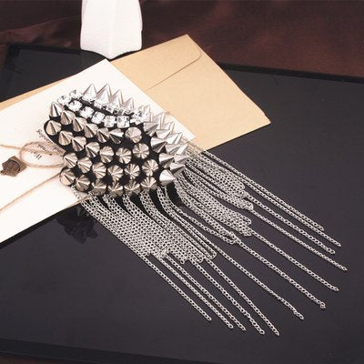 New Arrivals Tassels Chains Epaulet Gold Color Punk Style Shoulder Strap Women And Men Alloy Rivet Epaulette Jewelry Accessories