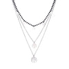 s Tree Of Life Pendent Necklace For Woman Silvery Stainless Steel Necklaces 3 Layer Black Beads Chain Trendy Jewelry