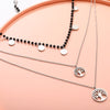 s Tree Of Life Pendent Necklace For Woman Silvery Stainless Steel Necklaces 3 Layer Black Beads Chain Trendy Jewelry